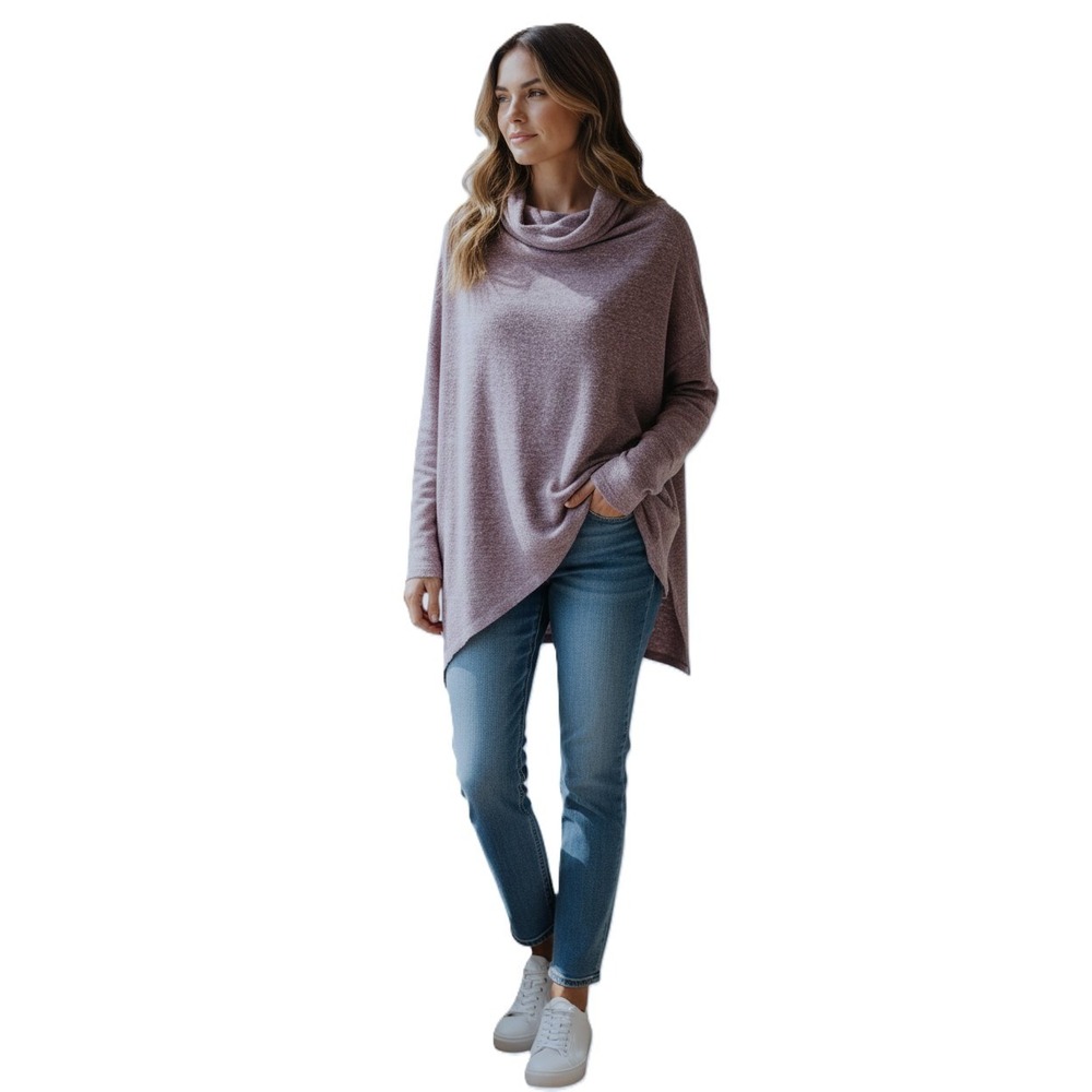 We the Free Bella Vista Tunic Top in Fig Sorbet Size S Purple Oversized Slouchy